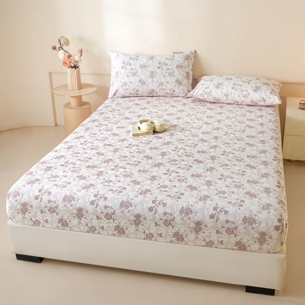 91家纺网 家纺一手货源 找家纺 涵宸家纺 2026新款全棉提花老粗布-单床笠 床笠-暖花甜梦