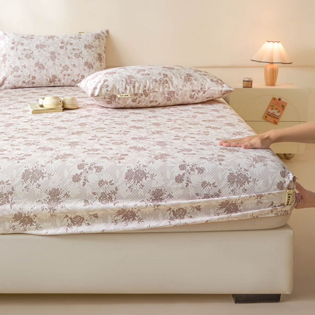 91家纺网 家纺一手货源 找家纺 涵宸家纺 2026新款全棉提花老粗布-单床笠 床笠-暖花甜梦