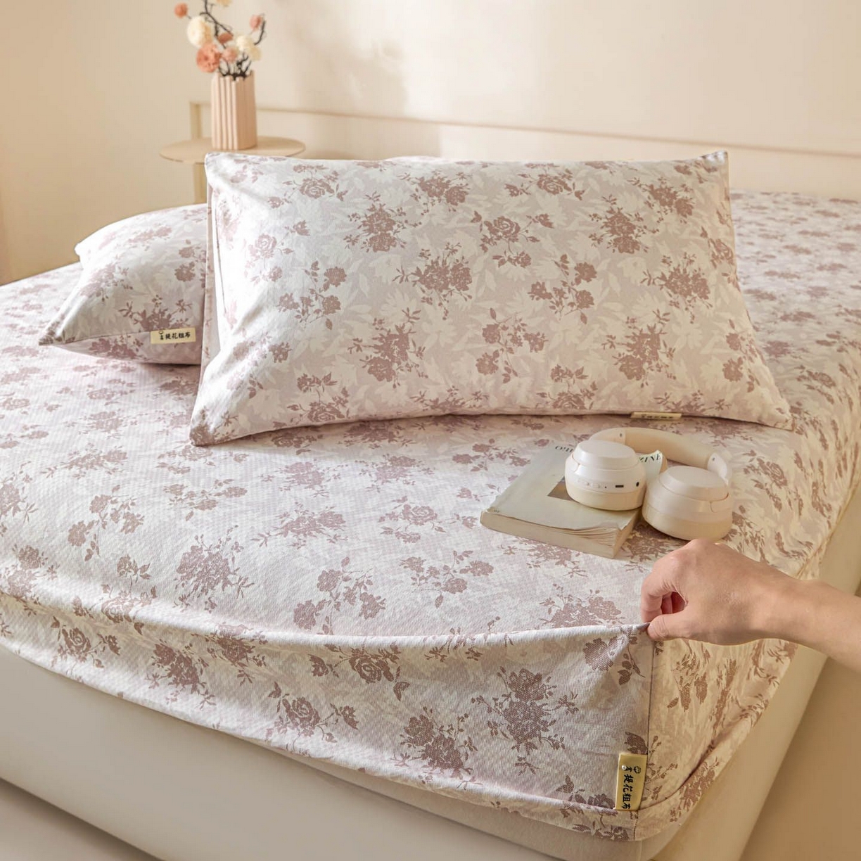 91家纺网 家纺一手货源 找家纺 涵宸家纺 2026新款全棉提花老粗布-单床笠 床笠-暖花甜梦