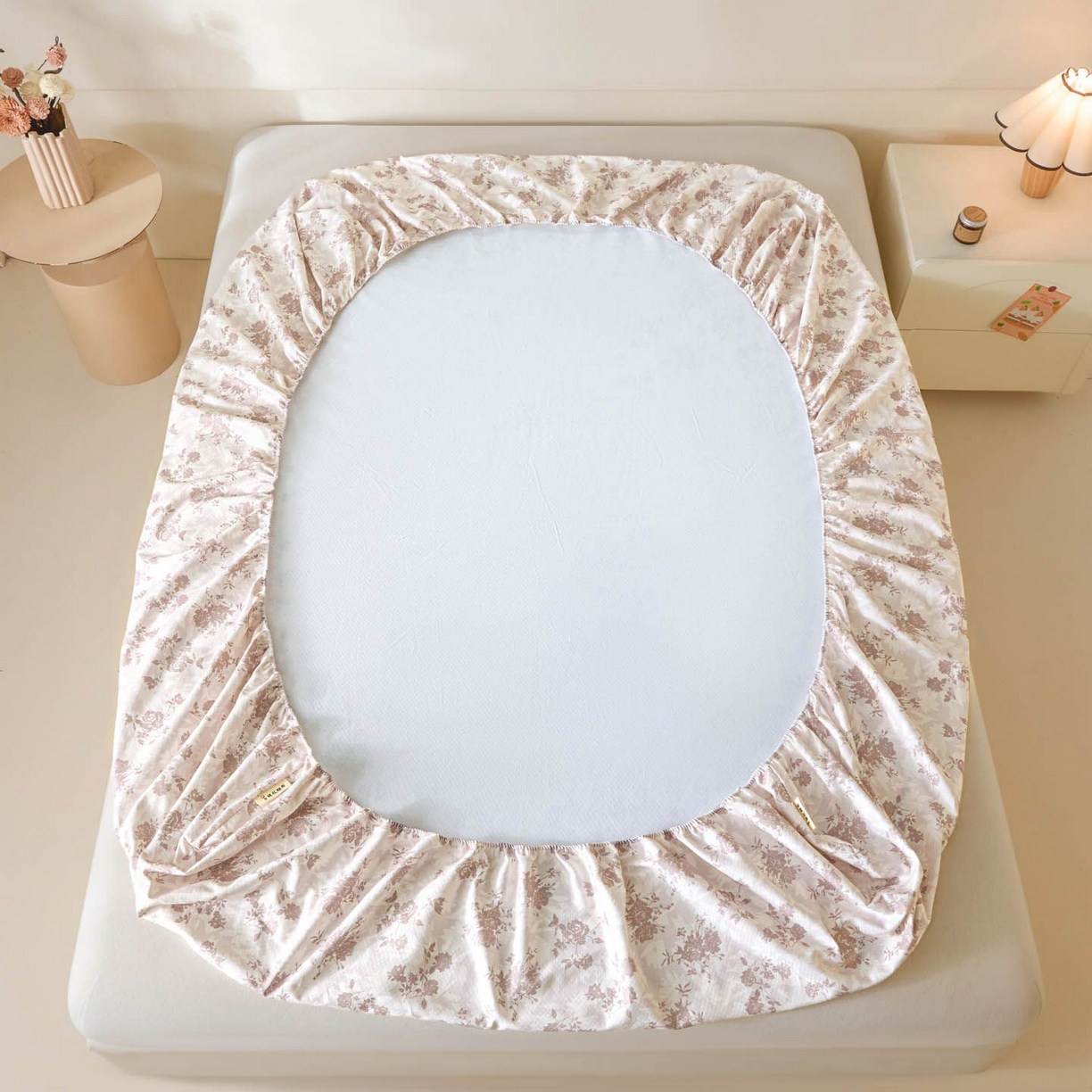 91家纺网 家纺一手货源 找家纺 涵宸家纺 2026新款全棉提花老粗布-单床笠 床笠-暖花甜梦