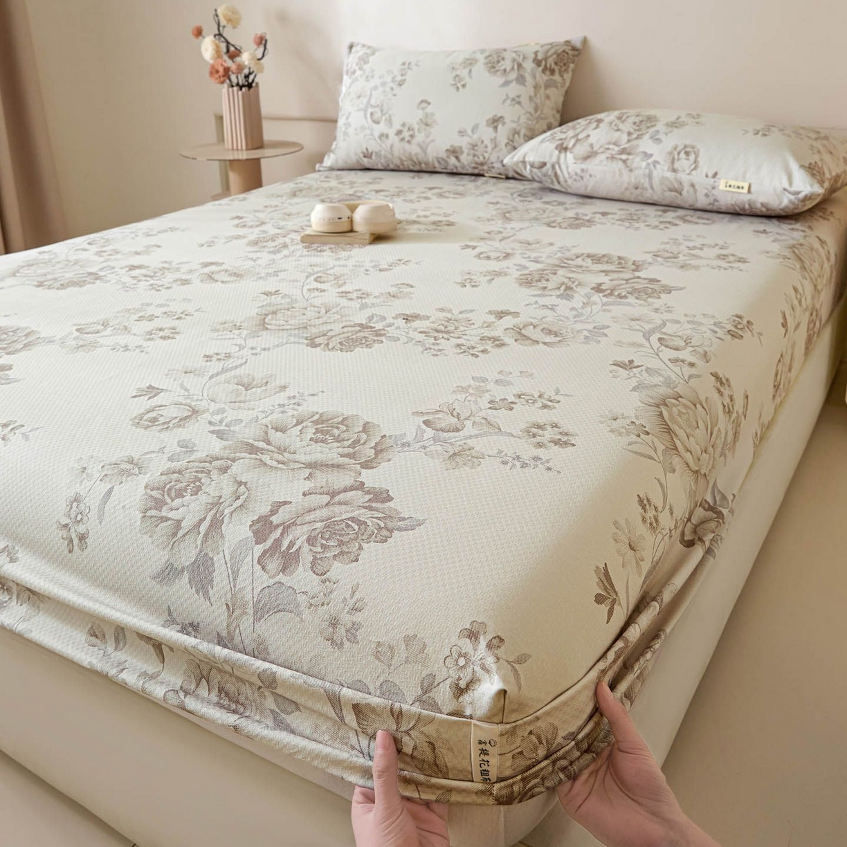 涵宸家纺 2026新款全棉提花老粗布-单床笠 床笠-挪威花园