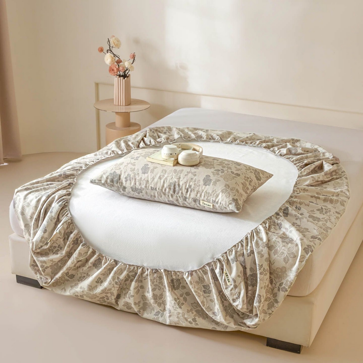 91家纺网 家纺一手货源 找家纺 涵宸家纺 2026新款全棉提花老粗布-单床笠 床笠-藤间花