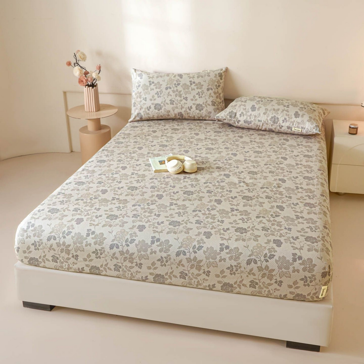 91家纺网 家纺一手货源 找家纺 涵宸家纺 2026新款全棉提花老粗布-单床笠 床笠-藤间花