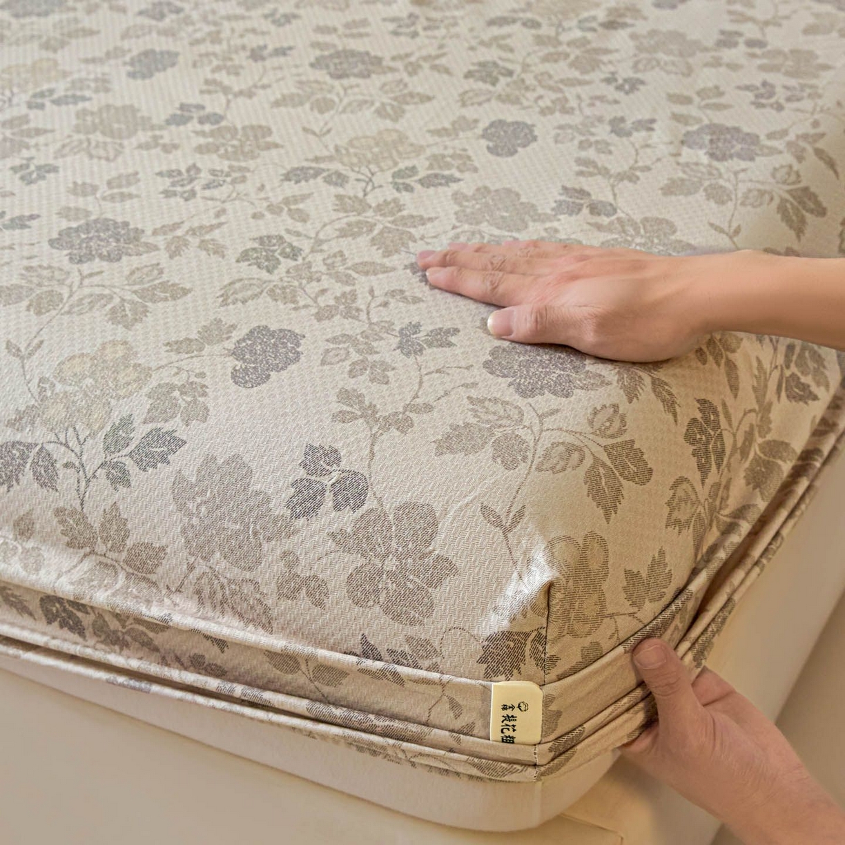 91家纺网 家纺一手货源 找家纺 涵宸家纺 2026新款全棉提花老粗布-单床笠 床笠-藤间花