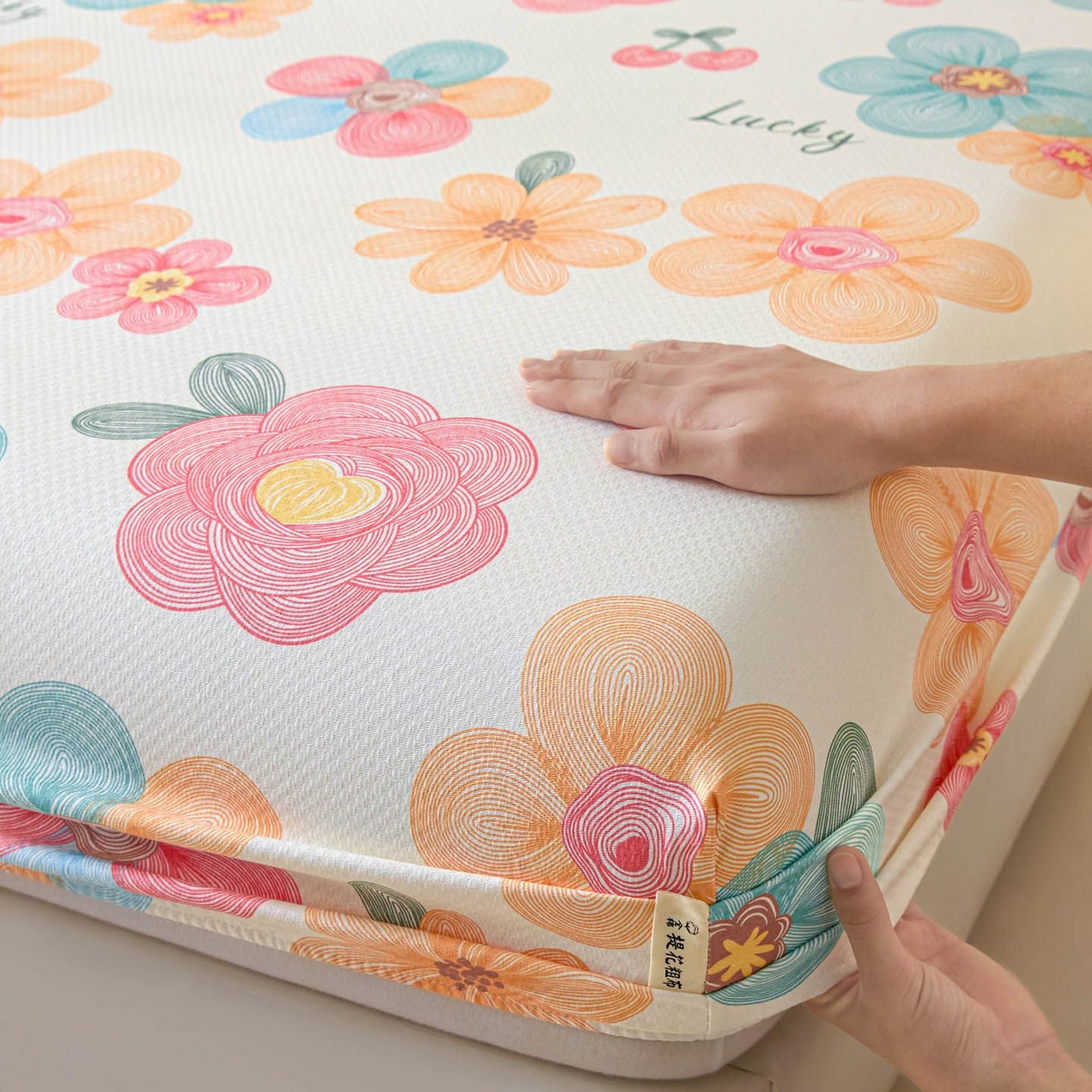 91家纺网 家纺一手货源 找家纺 涵宸家纺 2026新款全棉提花老粗布-单床笠 床笠-甜樱记