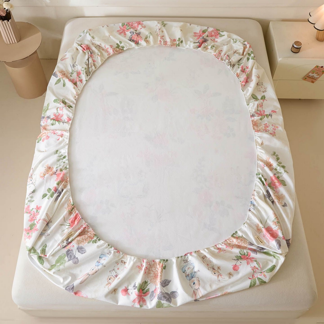 91家纺网 家纺一手货源 找家纺 涵宸家纺 2026新款全棉提花老粗布-单床笠 床笠-兔伴花