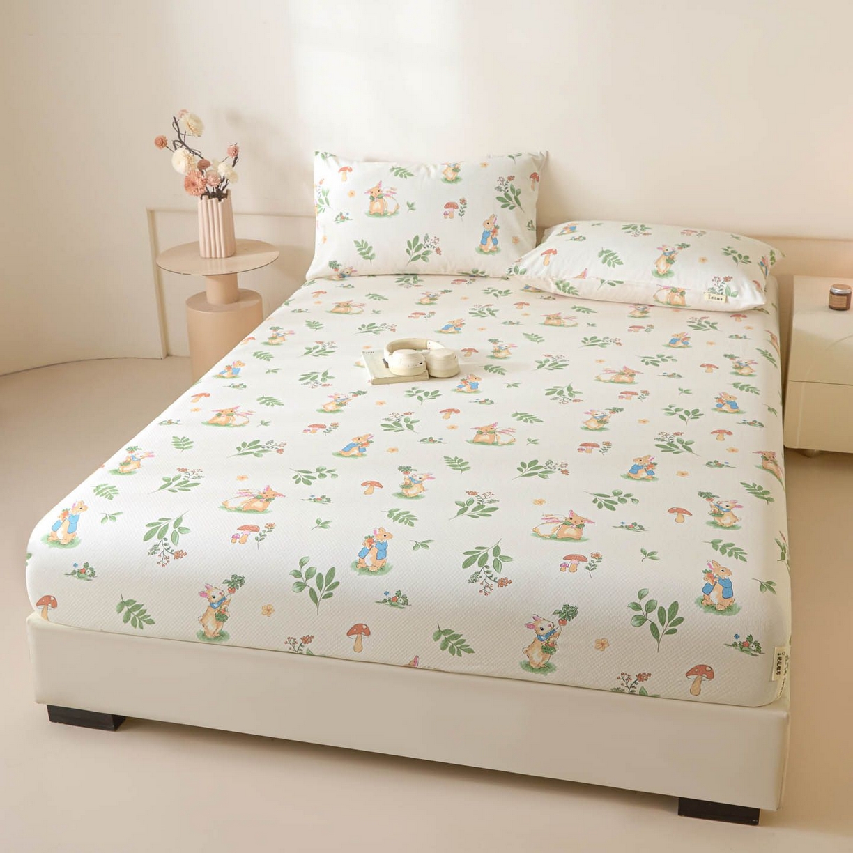 91家纺网 家纺一手货源 找家纺 涵宸家纺 2026新款全棉提花老粗布-单床笠 床笠-兔屿