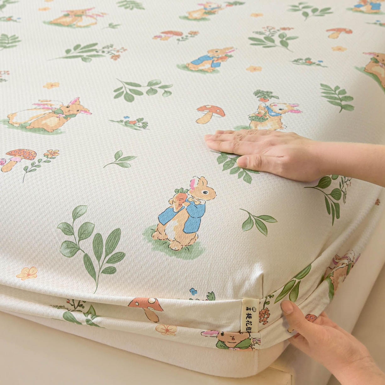 91家纺网 家纺一手货源 找家纺 涵宸家纺 2026新款全棉提花老粗布-单床笠 床笠-兔屿