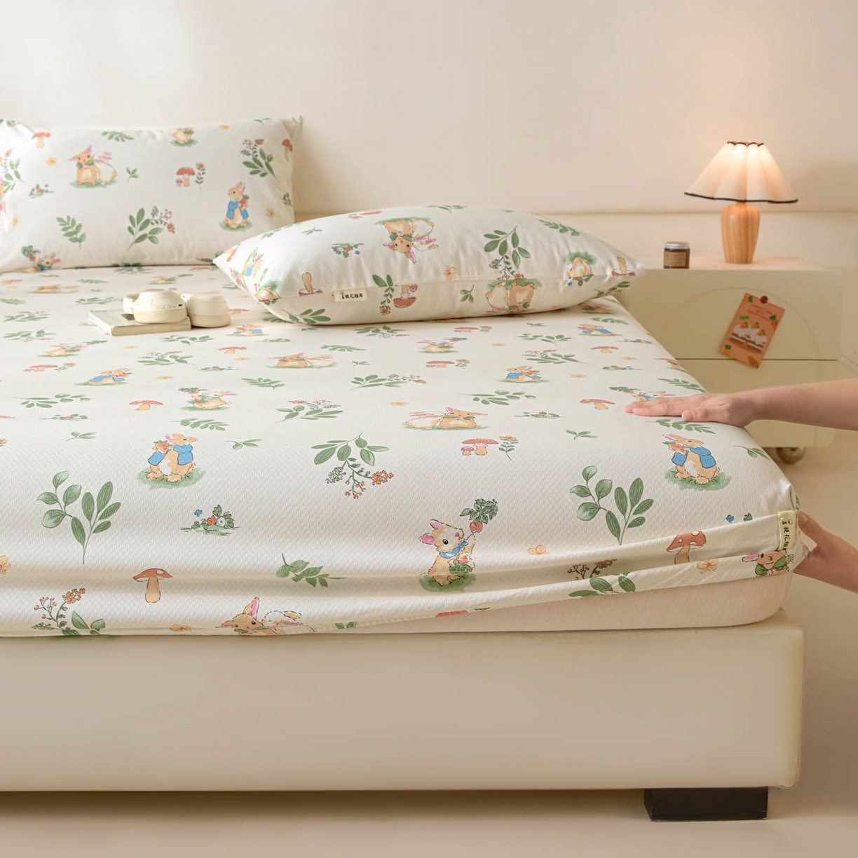 91家纺网 家纺一手货源 找家纺 涵宸家纺 2026新款全棉提花老粗布-单床笠 床笠-兔屿