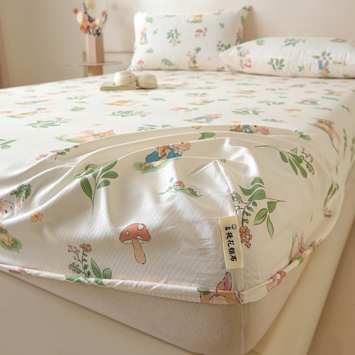 91家纺网 家纺一手货源 找家纺 涵宸家纺 2026新款全棉提花老粗布-单床笠 床笠-兔屿