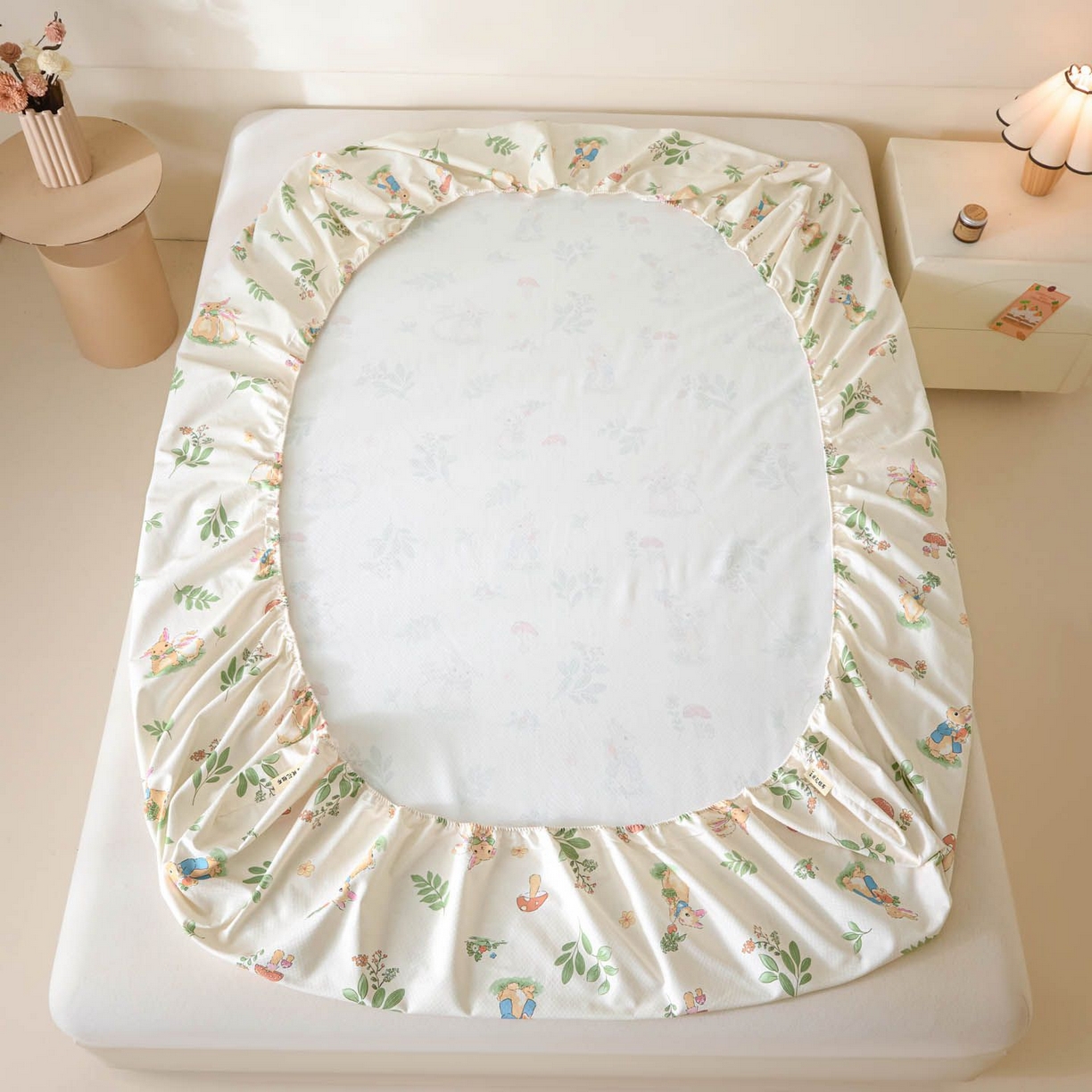 91家纺网 家纺一手货源 找家纺 涵宸家纺 2026新款全棉提花老粗布-单床笠 床笠-兔屿