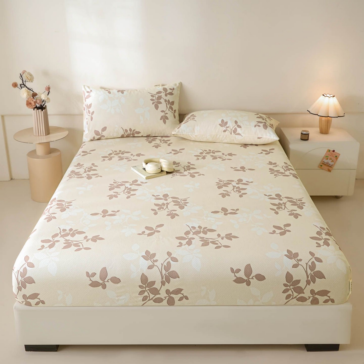 91家纺网 家纺一手货源 找家纺 涵宸家纺 2026新款全棉提花老粗布-单床笠 床笠-叶知秋