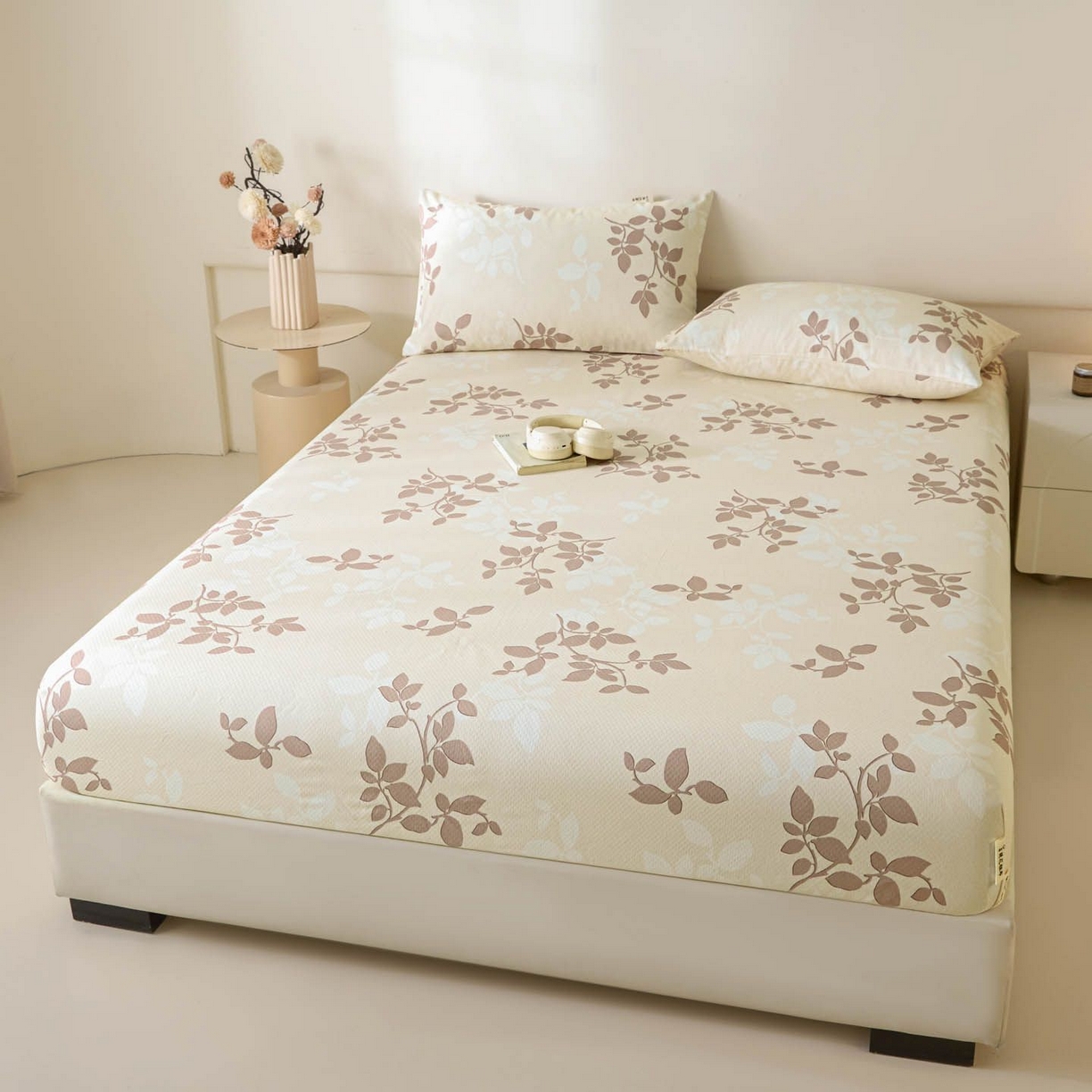 91家纺网 家纺一手货源 找家纺 涵宸家纺 2026新款全棉提花老粗布-单床笠 床笠-叶知秋