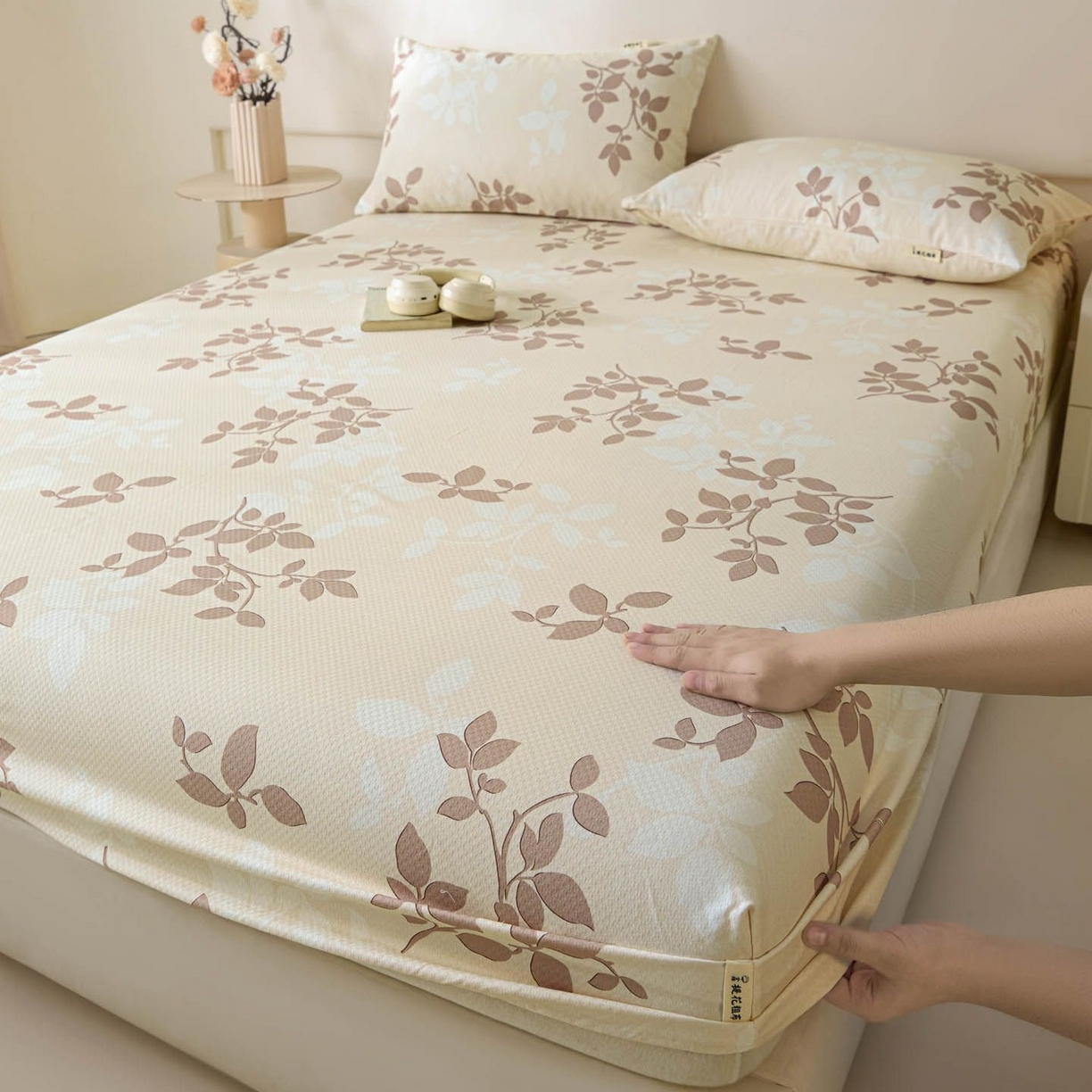 91家纺网 家纺一手货源 找家纺 涵宸家纺 2026新款全棉提花老粗布-单床笠 床笠-叶知秋