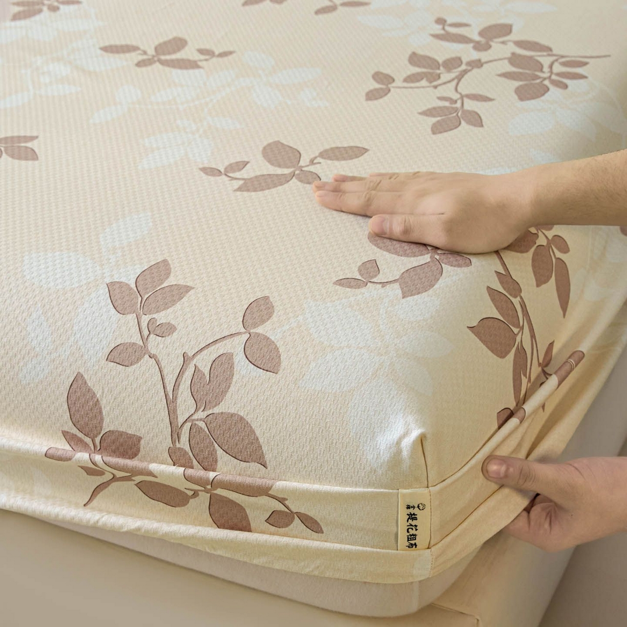 91家纺网 家纺一手货源 找家纺 涵宸家纺 2026新款全棉提花老粗布-单床笠 床笠-叶知秋