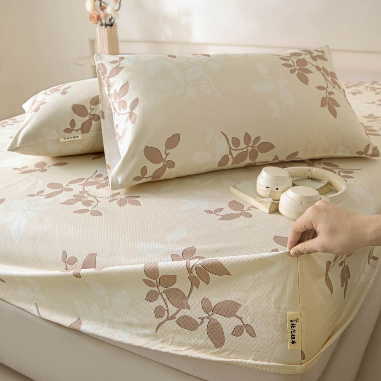 91家纺网 家纺一手货源 找家纺 涵宸家纺 2026新款全棉提花老粗布-单床笠 床笠-叶知秋