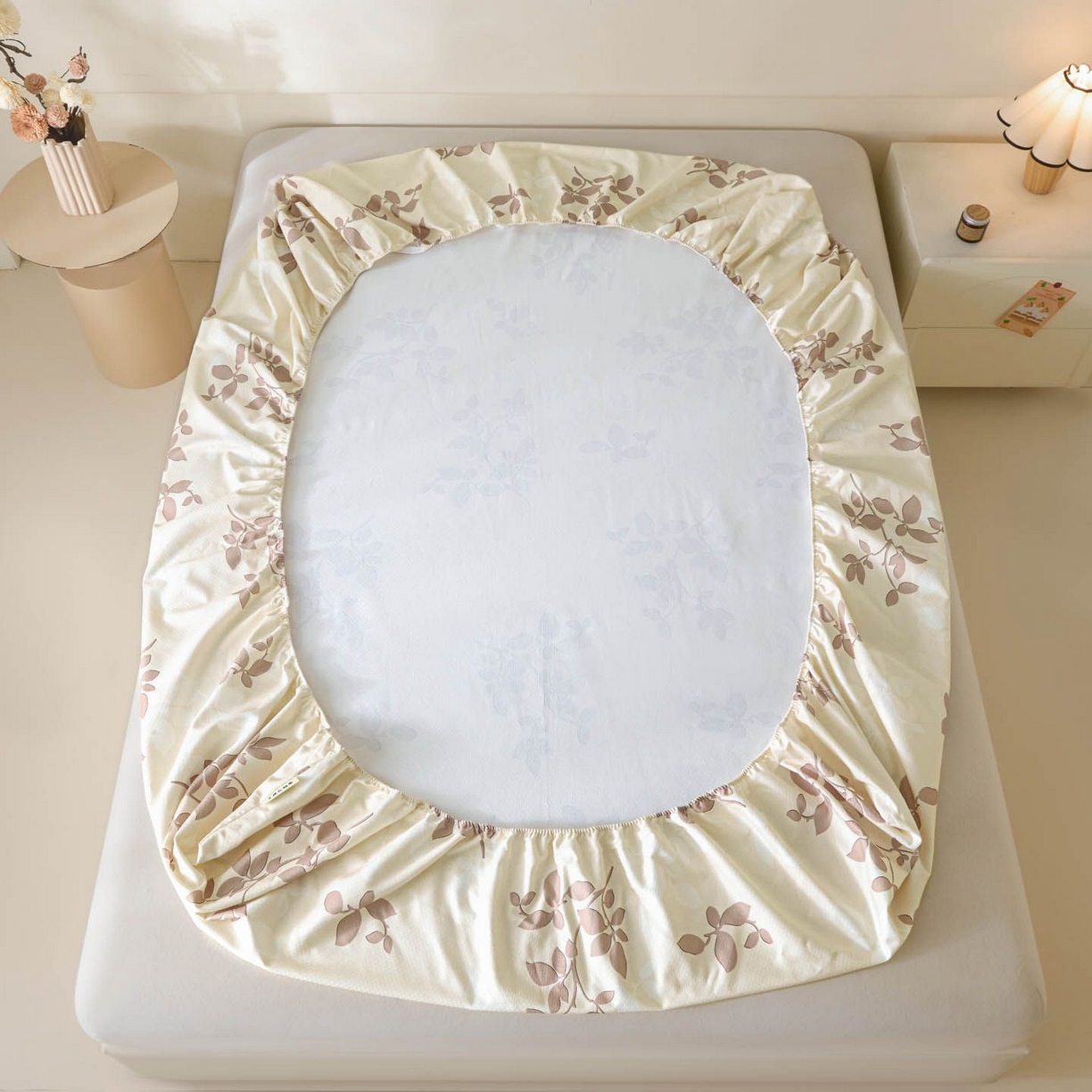 91家纺网 家纺一手货源 找家纺 涵宸家纺 2026新款全棉提花老粗布-单床笠 床笠-叶知秋