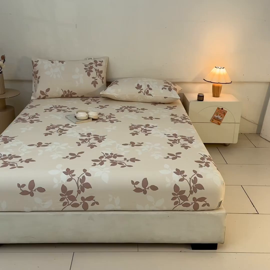 91家纺网 家纺一手货源 找家纺 涵宸家纺 2026新款全棉提花老粗布-单床笠 床笠-叶知秋