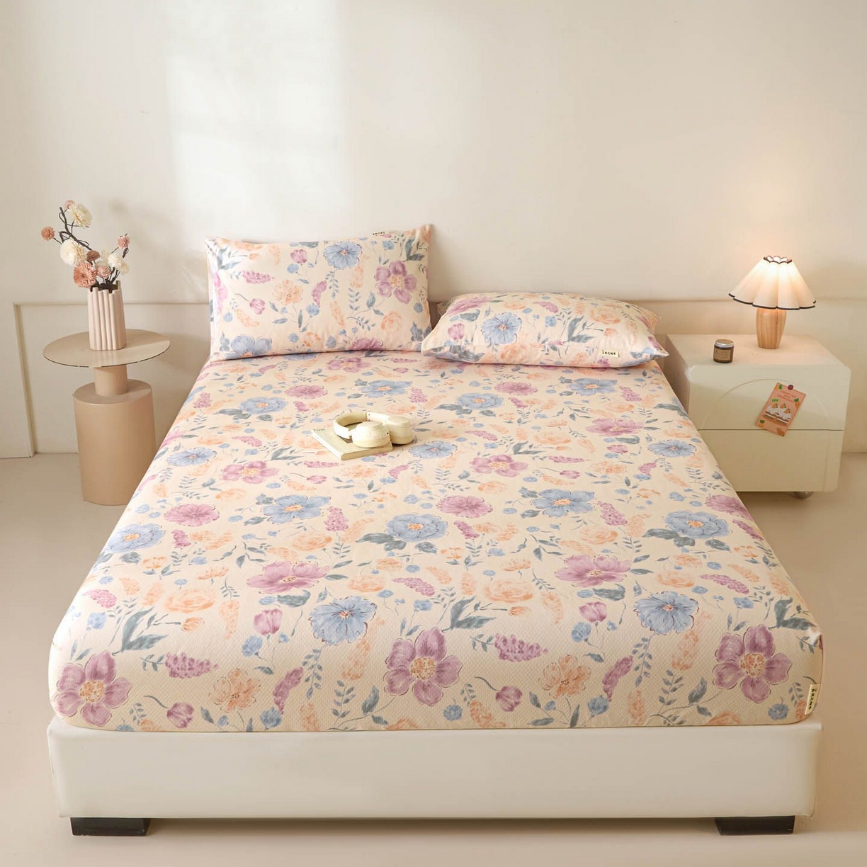 91家纺网 家纺一手货源 找家纺 涵宸家纺 2026新款全棉提花老粗布-单床笠 床笠-紫晴空