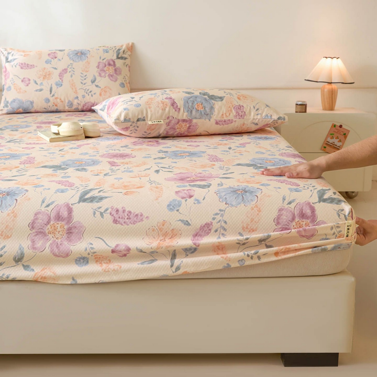 91家纺网 家纺一手货源 找家纺 涵宸家纺 2026新款全棉提花老粗布-单床笠 床笠-紫晴空