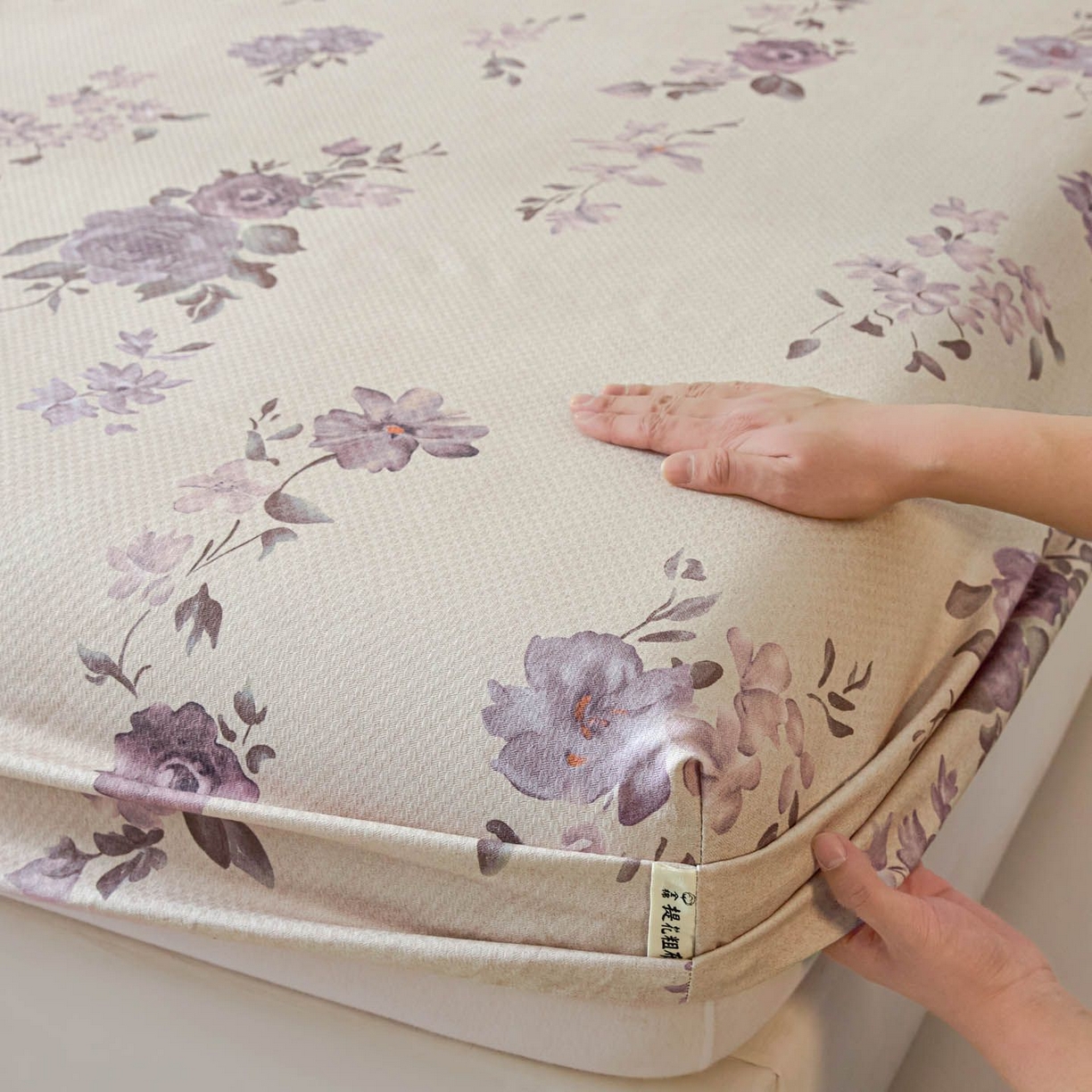 91家纺网 家纺一手货源 找家纺 涵宸家纺 2026新款全棉提花老粗布-单床笠 床笠-紫色花语