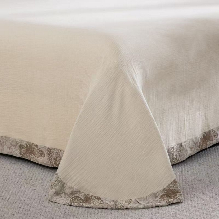 91家纺网 家纺一手货源 找家纺 （总）双层纱家居 2025新款全棉纯棉色织提花纽扣款四件套-蝶恋