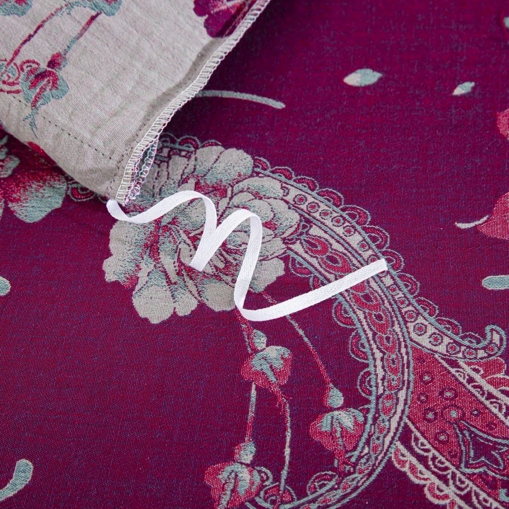 91家纺网 家纺一手货源 找家纺 （总）双层纱家居 2025新款全棉纯棉色织提花纽扣款四件套-紫薇