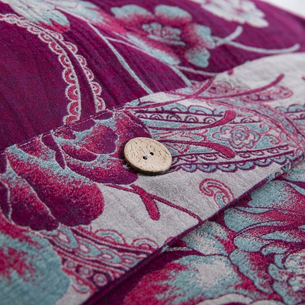 91家纺网 家纺一手货源 找家纺 （总）双层纱家居 2025新款全棉纯棉色织提花纽扣款四件套-紫薇