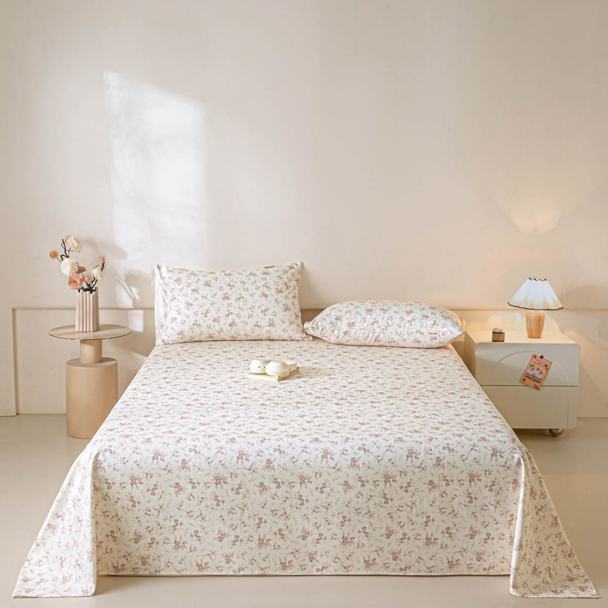 91家纺网 家纺一手货源 找家纺 涵宸家纺 2026新款全棉提花老粗布-单床单 床单-粉色恋人