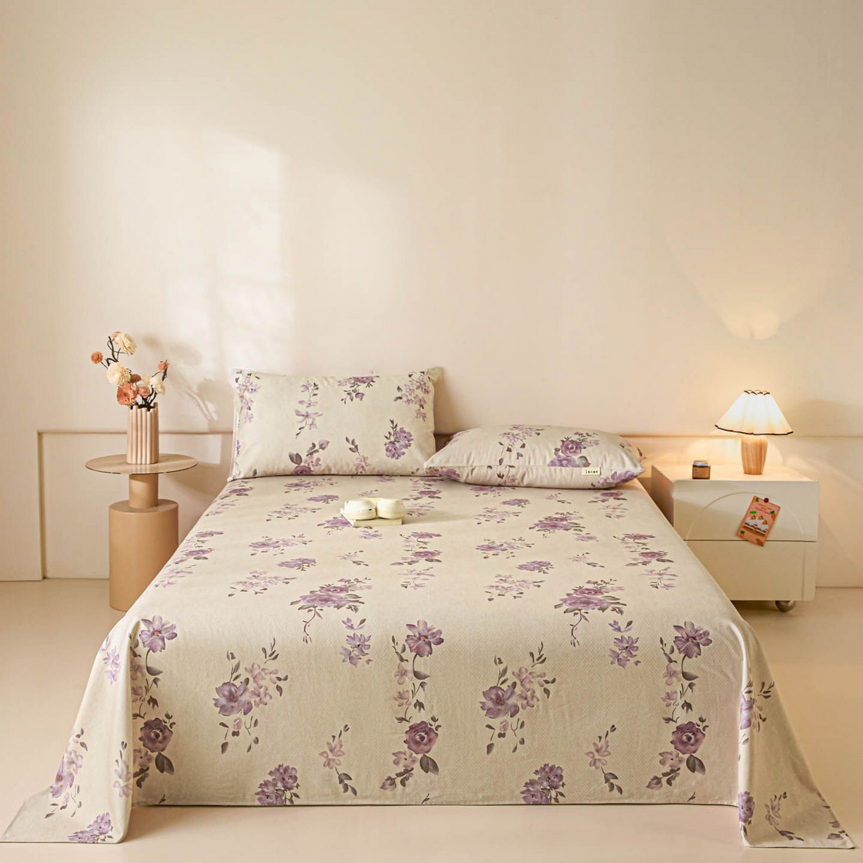 91家纺网 家纺一手货源 找家纺 涵宸家纺 2026新款全棉提花老粗布-单床单 床单-紫色花语