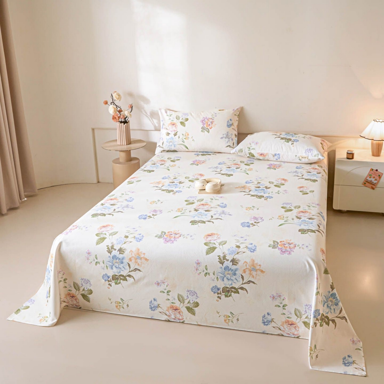 91家纺网 家纺一手货源 找家纺 涵宸家纺 2026新款全棉提花老粗布-单床单 床单-彩花语