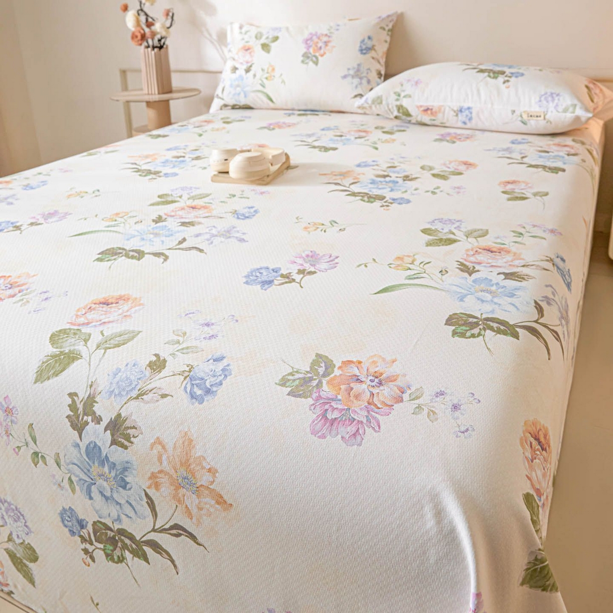 91家纺网 家纺一手货源 找家纺 涵宸家纺 2026新款全棉提花老粗布-单床单 床单-彩花语