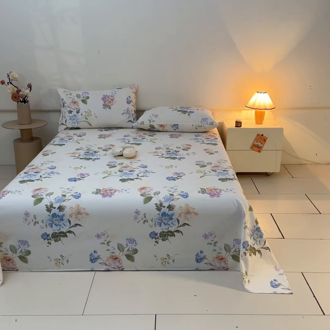 91家纺网 家纺一手货源 找家纺 涵宸家纺 2026新款全棉提花老粗布-单床单 床单-彩花语