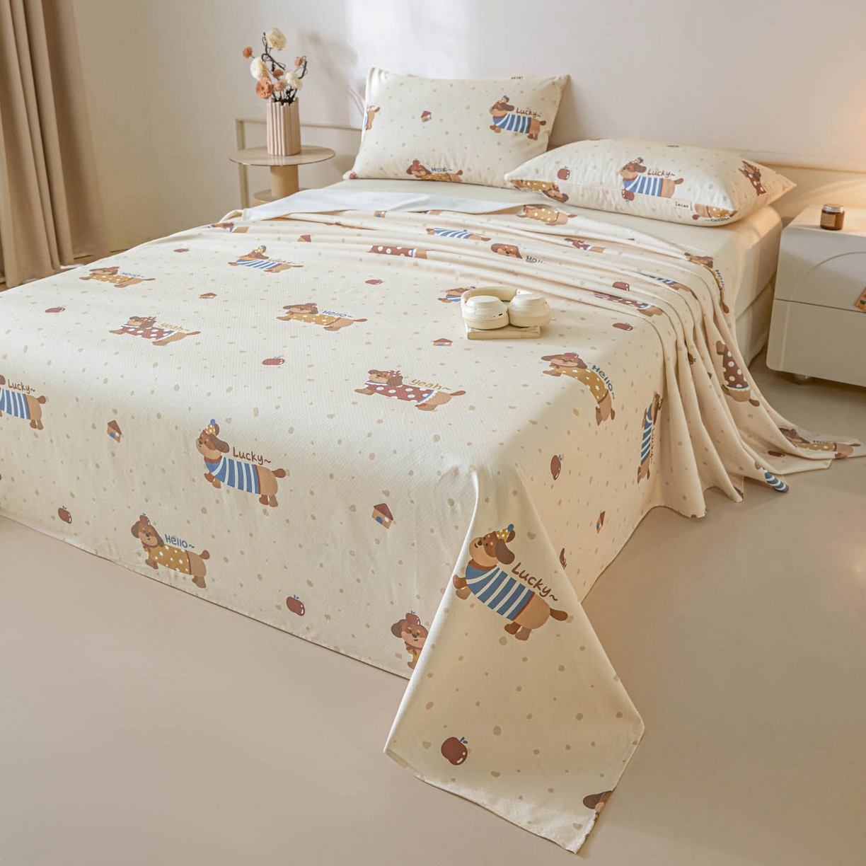 91家纺网 家纺一手货源 找家纺 涵宸家纺 2026新款全棉提花老粗布-单床单 床单-彩运