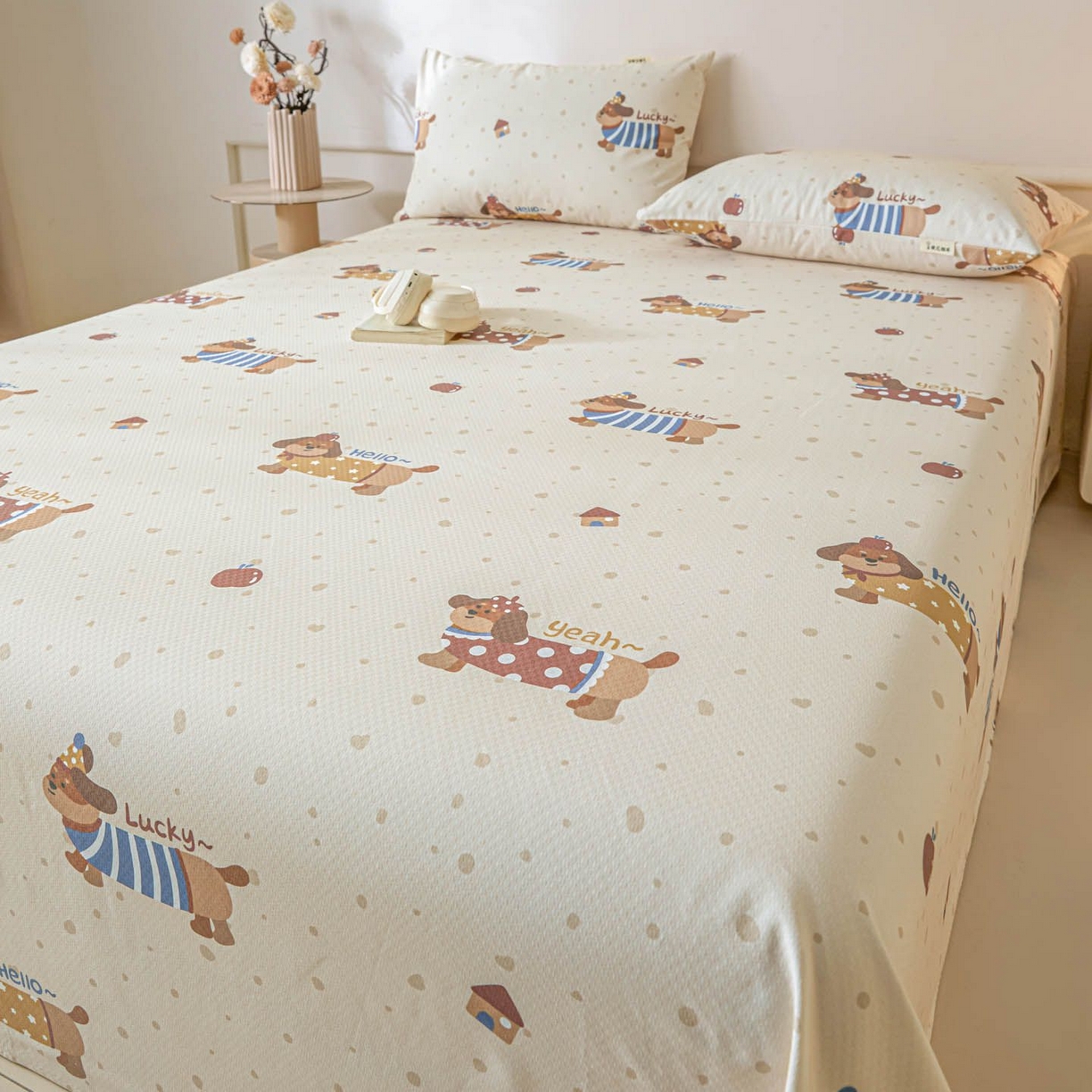 91家纺网 家纺一手货源 找家纺 涵宸家纺 2026新款全棉提花老粗布-单床单 床单-彩运