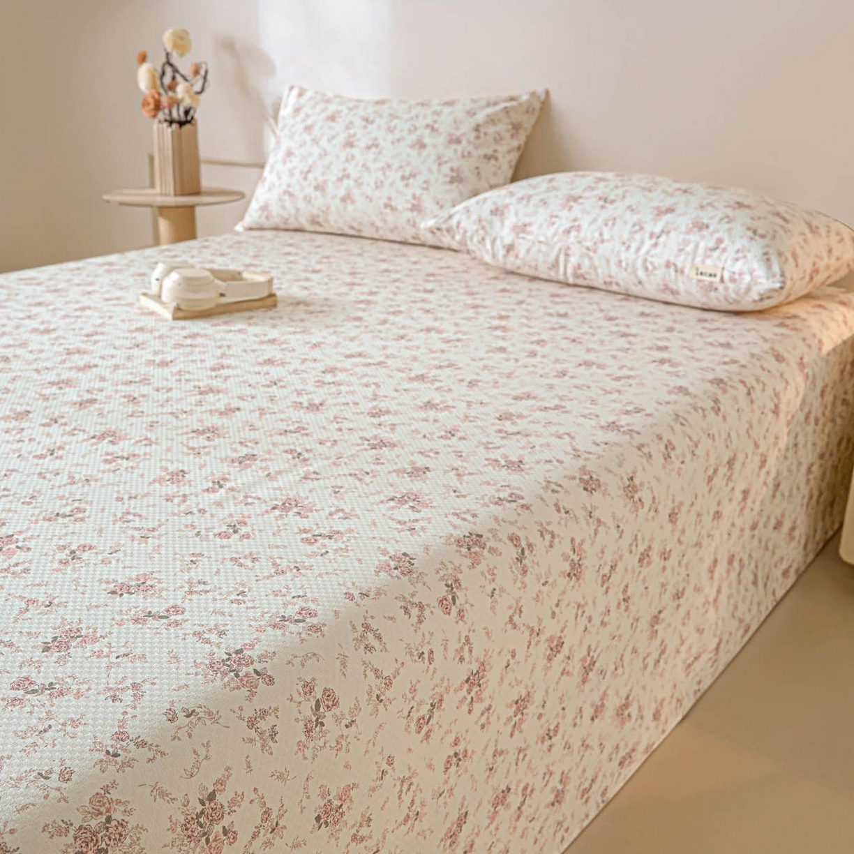 91家纺网 家纺一手货源 找家纺 涵宸家纺 2026新款全棉提花老粗布-单床单 床单-粉色恋人