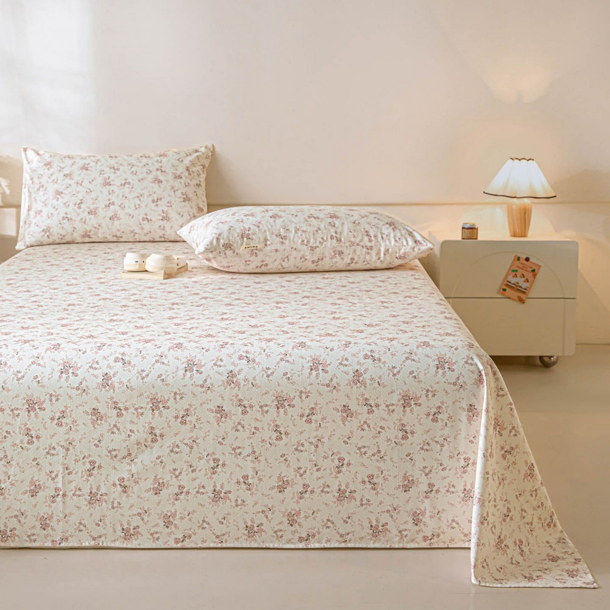 91家纺网 家纺一手货源 找家纺 涵宸家纺 2026新款全棉提花老粗布-单床单 床单-粉色恋人