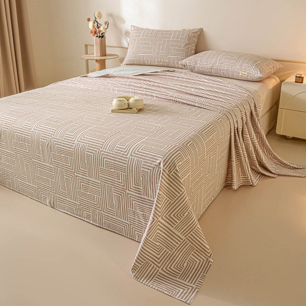 91家纺网 家纺一手货源 找家纺 涵宸家纺 2026新款全棉提花老粗布-单床单 床单-格序