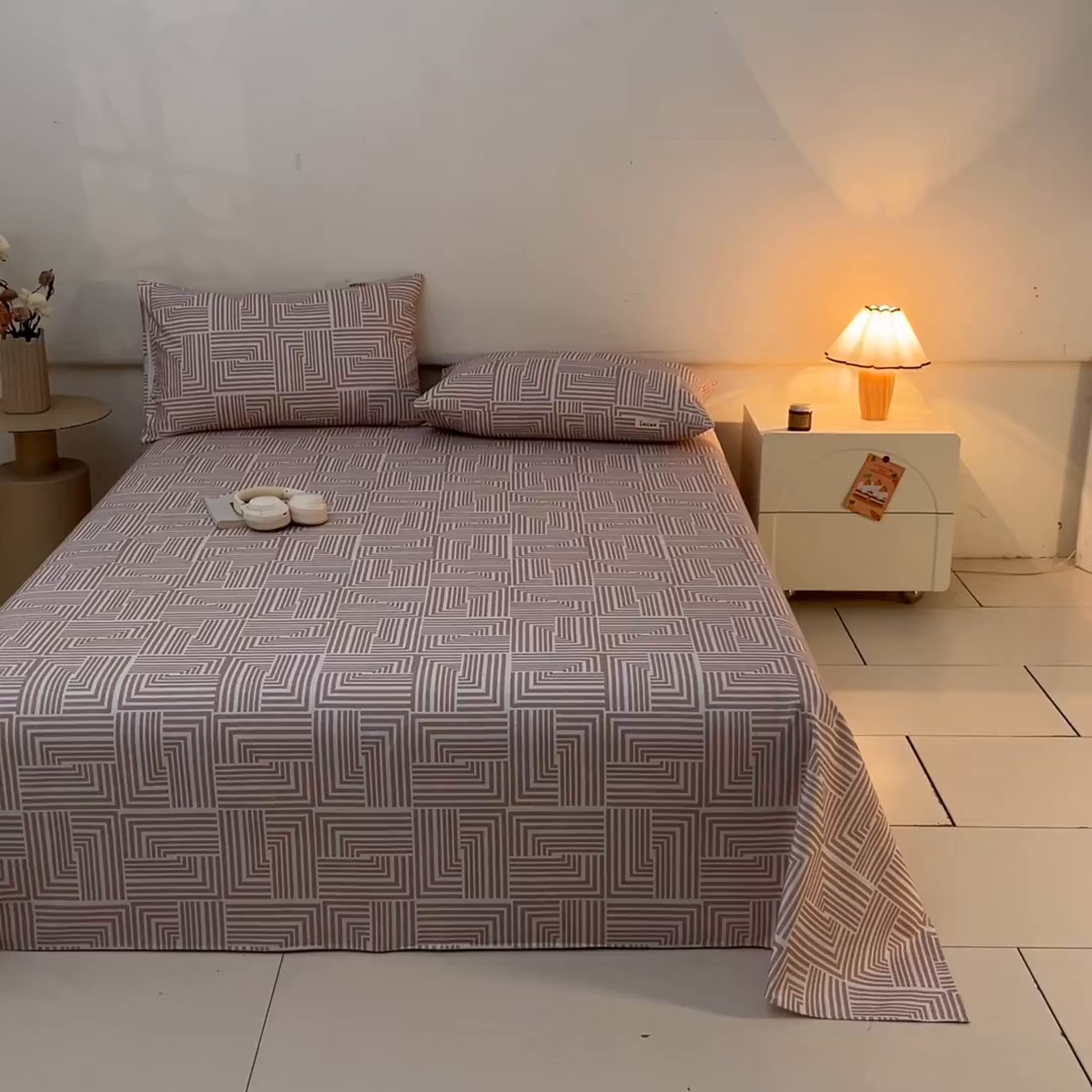 91家纺网 家纺一手货源 找家纺 涵宸家纺 2026新款全棉提花老粗布-单床单 床单-格序