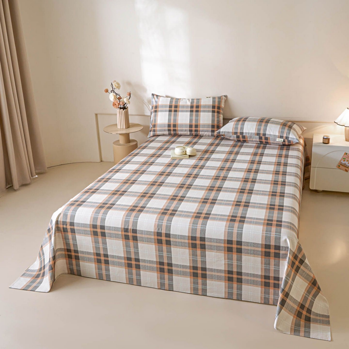 91家纺网 家纺一手货源 找家纺 涵宸家纺 2026新款全棉提花老粗布-单床单 床单-光间筑