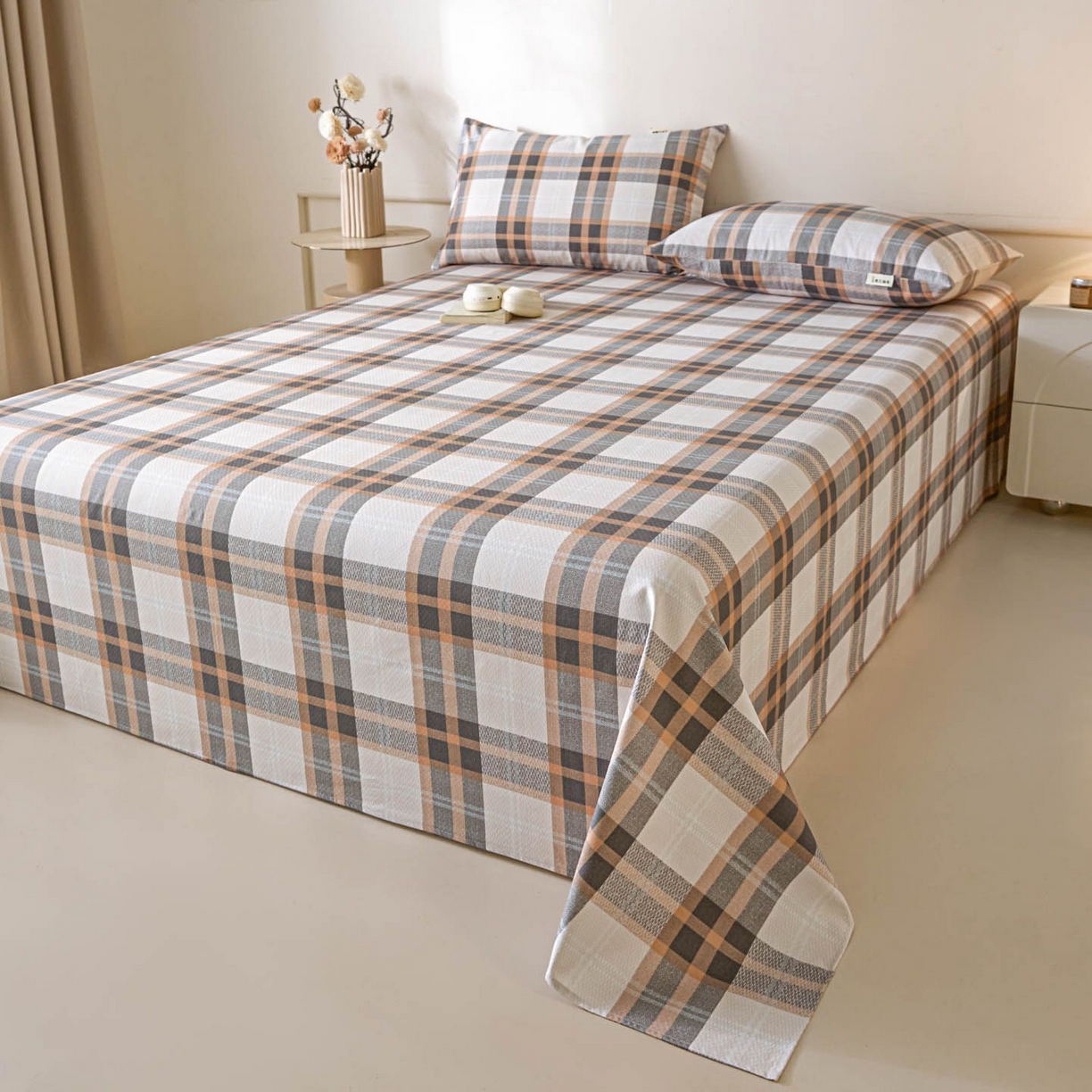 91家纺网 家纺一手货源 找家纺 涵宸家纺 2026新款全棉提花老粗布-单床单 床单-光间筑