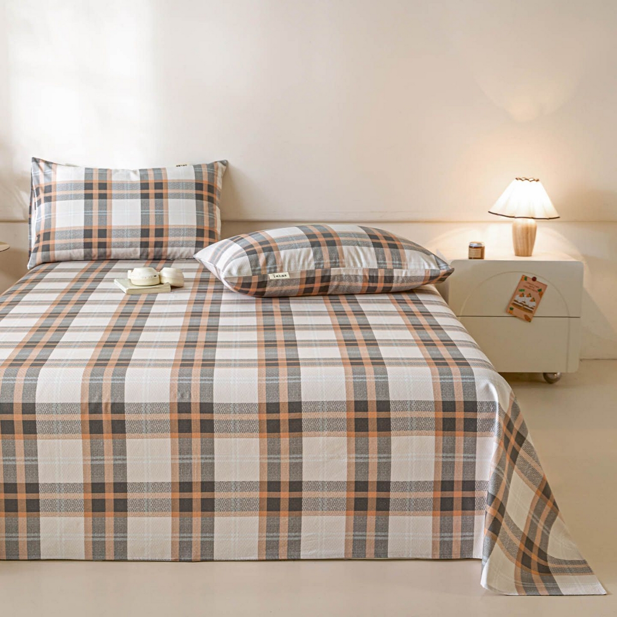 91家纺网 家纺一手货源 找家纺 涵宸家纺 2026新款全棉提花老粗布-单床单 床单-光间筑