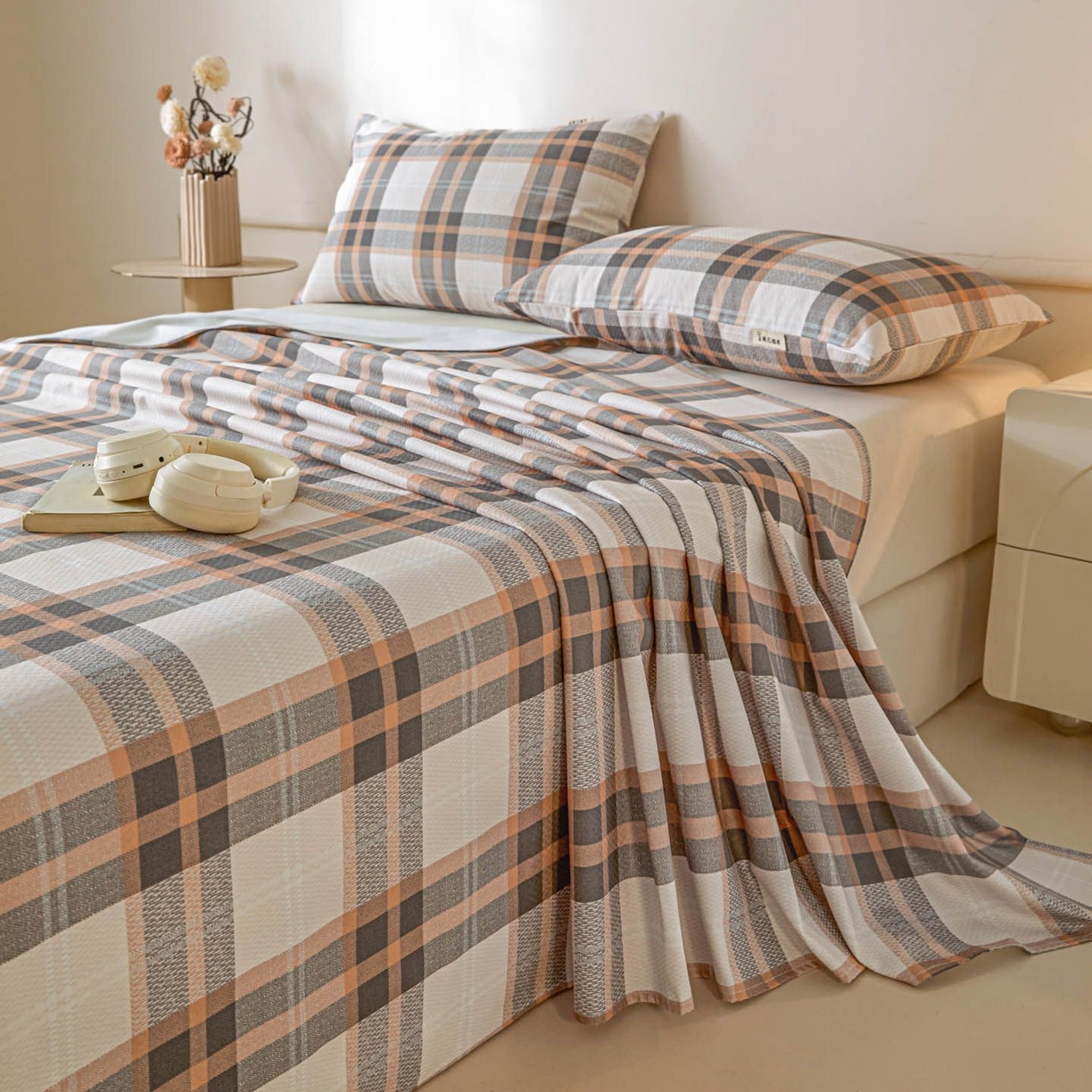 91家纺网 家纺一手货源 找家纺 涵宸家纺 2026新款全棉提花老粗布-单床单 床单-光间筑