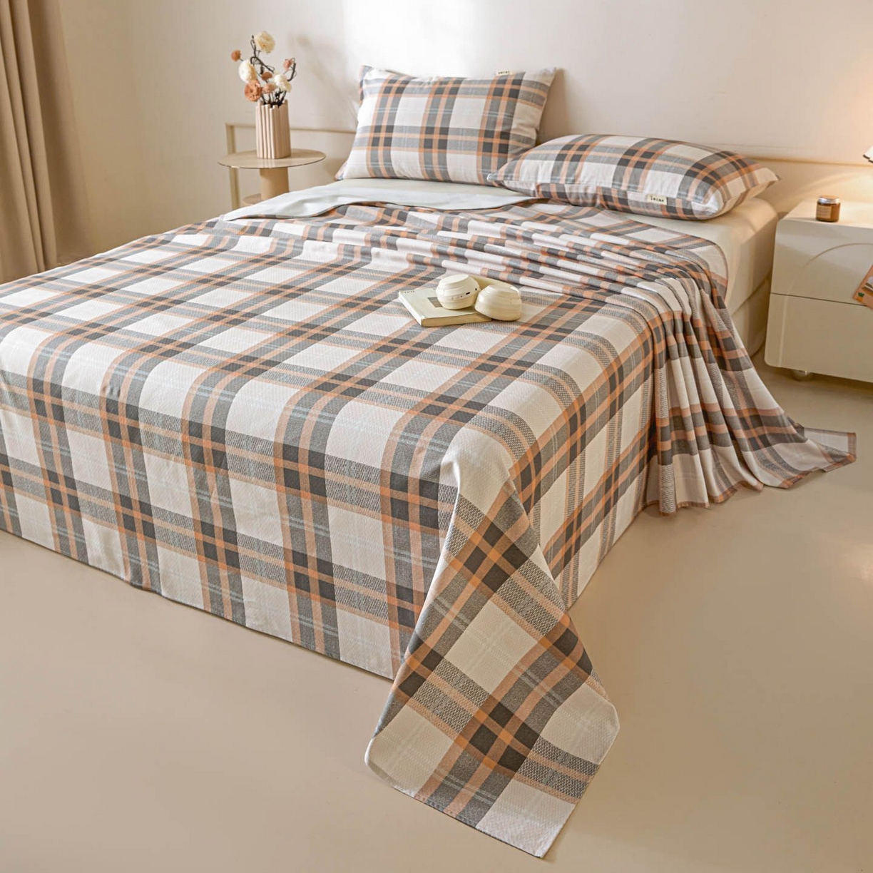 91家纺网 家纺一手货源 找家纺 涵宸家纺 2026新款全棉提花老粗布-单床单 床单-光间筑