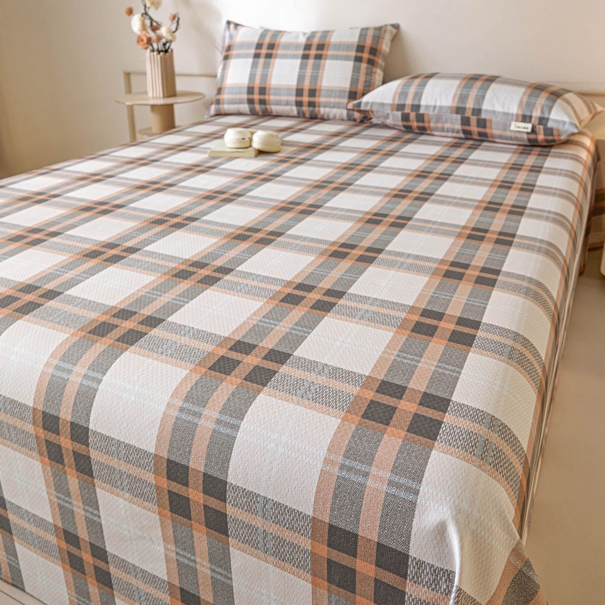 91家纺网 家纺一手货源 找家纺 涵宸家纺 2026新款全棉提花老粗布-单床单 床单-光间筑