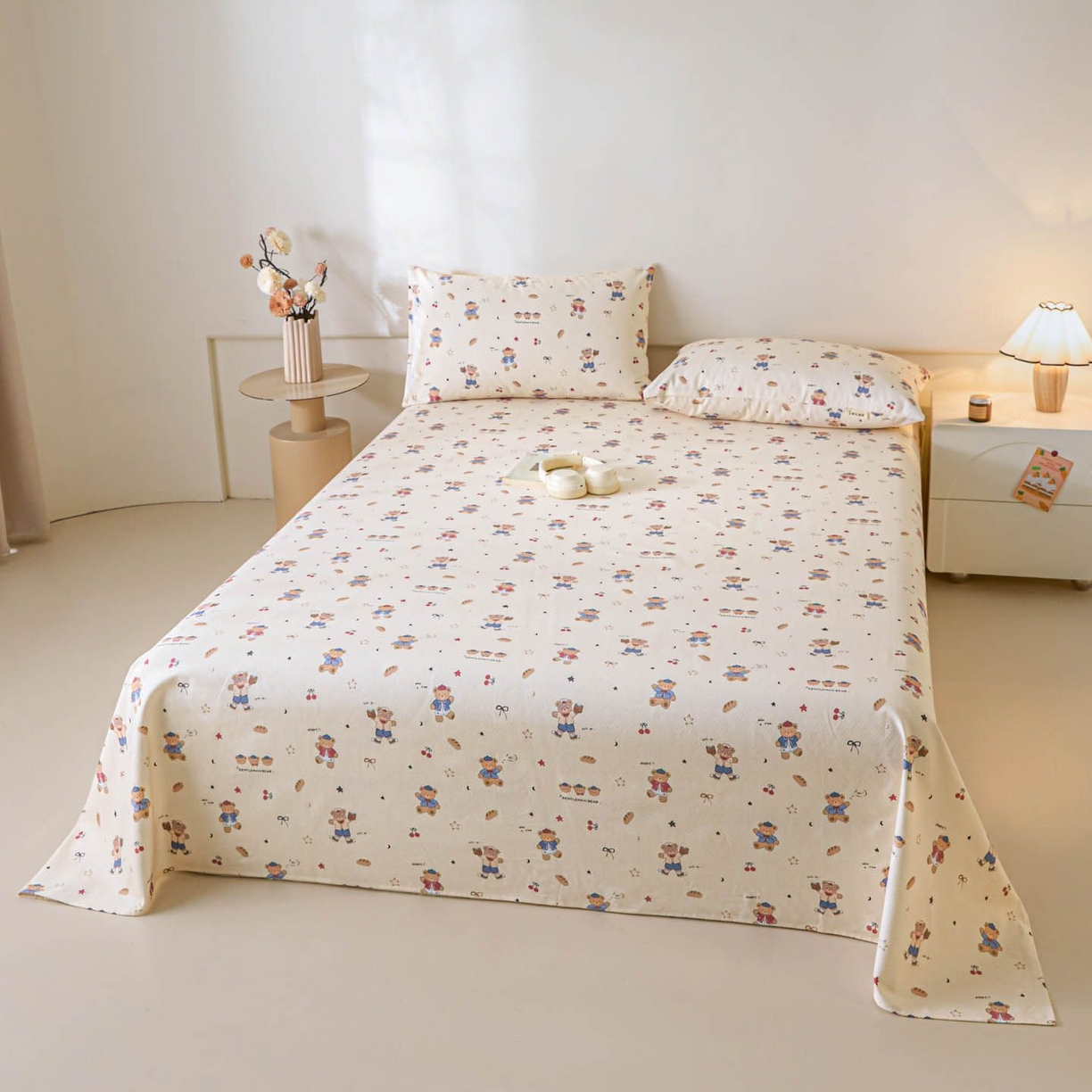 91家纺网 家纺一手货源 找家纺 涵宸家纺 2026新款全棉提花老粗布-单床单 床单-活力熊