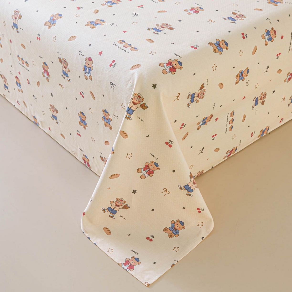 91家纺网 家纺一手货源 找家纺 涵宸家纺 2026新款全棉提花老粗布-单床单 床单-活力熊