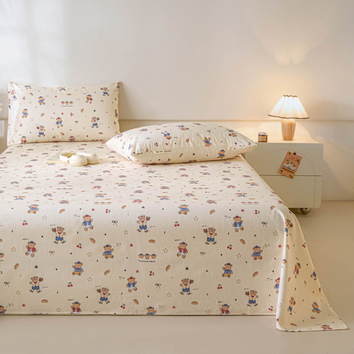 91家纺网 家纺一手货源 找家纺 涵宸家纺 2026新款全棉提花老粗布-单床单 床单-活力熊