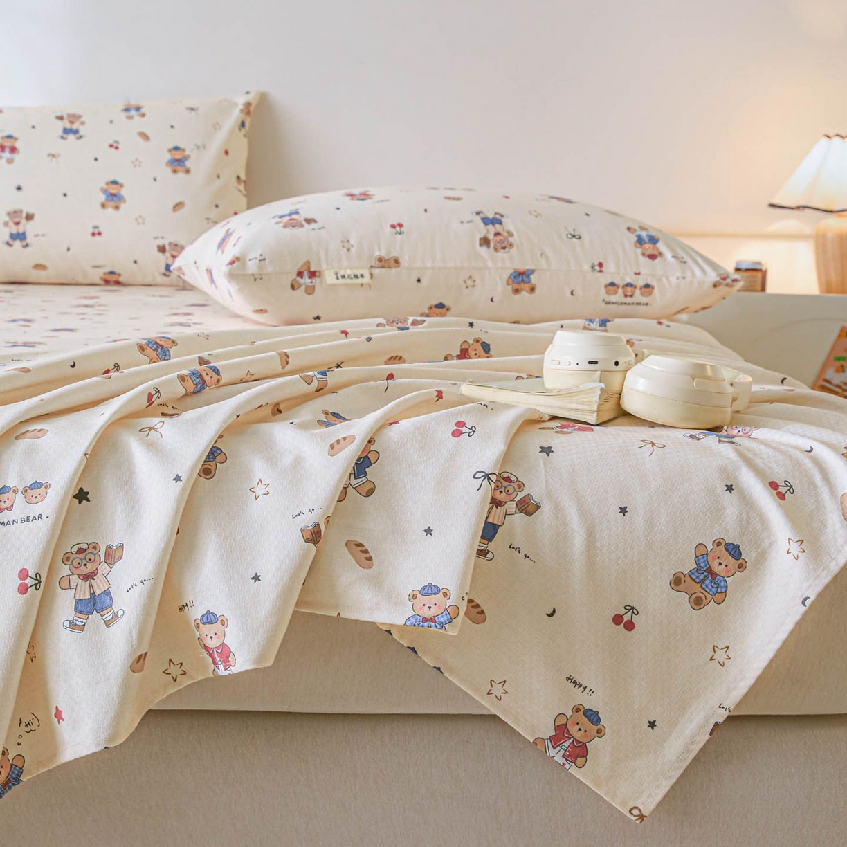 91家纺网 家纺一手货源 找家纺 涵宸家纺 2026新款全棉提花老粗布-单床单 床单-活力熊