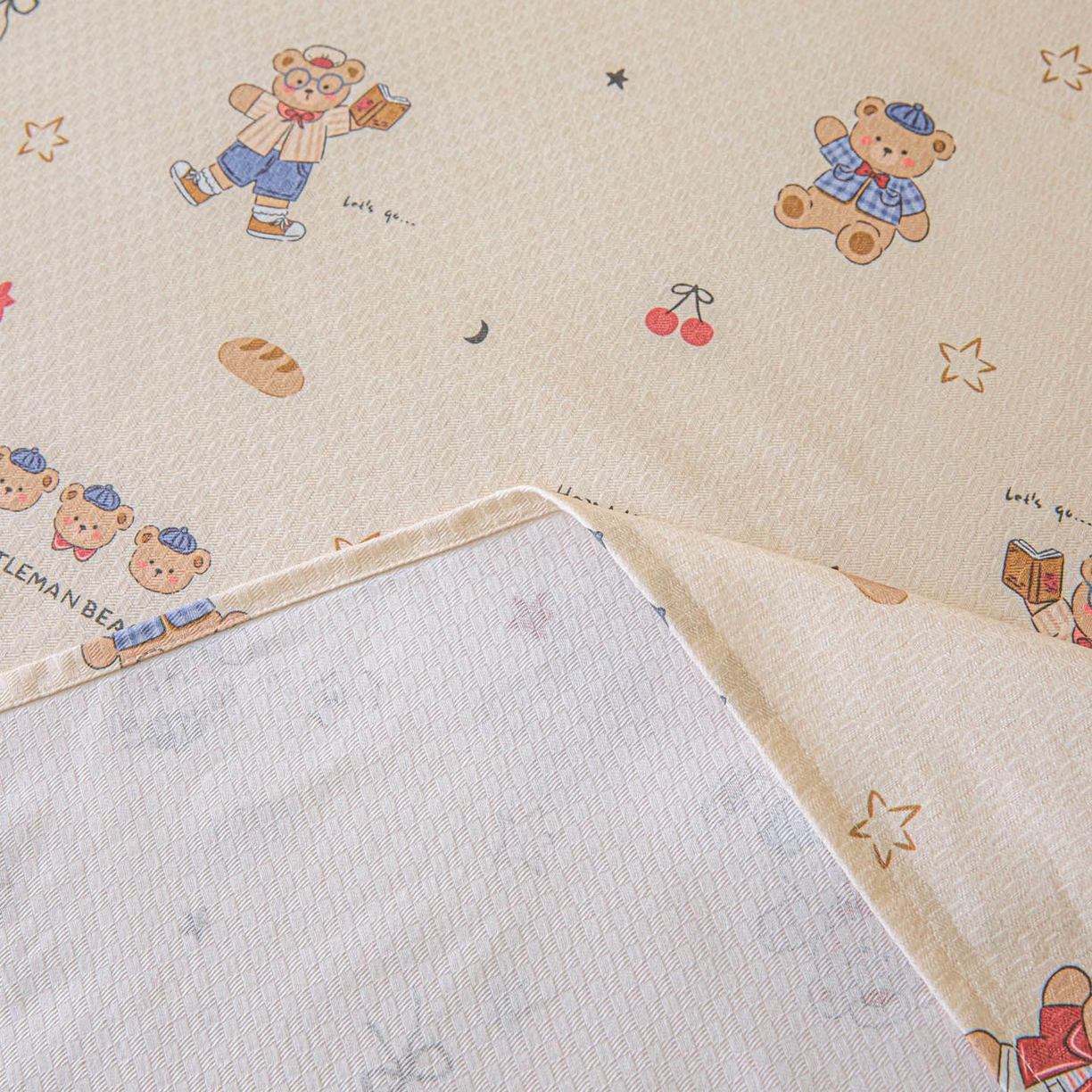 91家纺网 家纺一手货源 找家纺 涵宸家纺 2026新款全棉提花老粗布-单床单 床单-活力熊